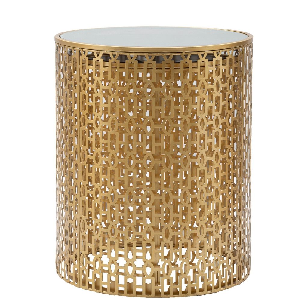 Art déco stílusú kerek üveg lerakóasztal szett, arany - cage d'or - butopêa